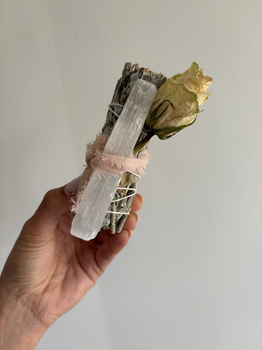 Cleansing Stick - Sage, Selenite & Rose