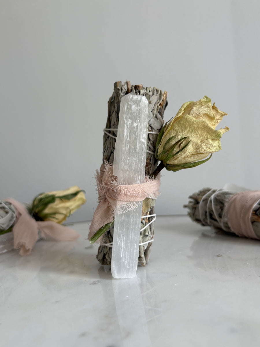 Cleansing Stick - Sage, Selenite & Rose