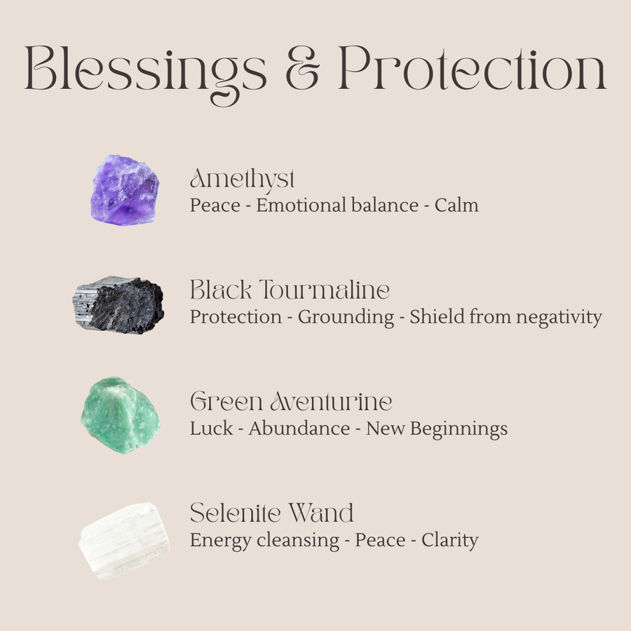 Blessings & Protection - Amethyst, Black Tourmaline, Green Aventurine & Selenite