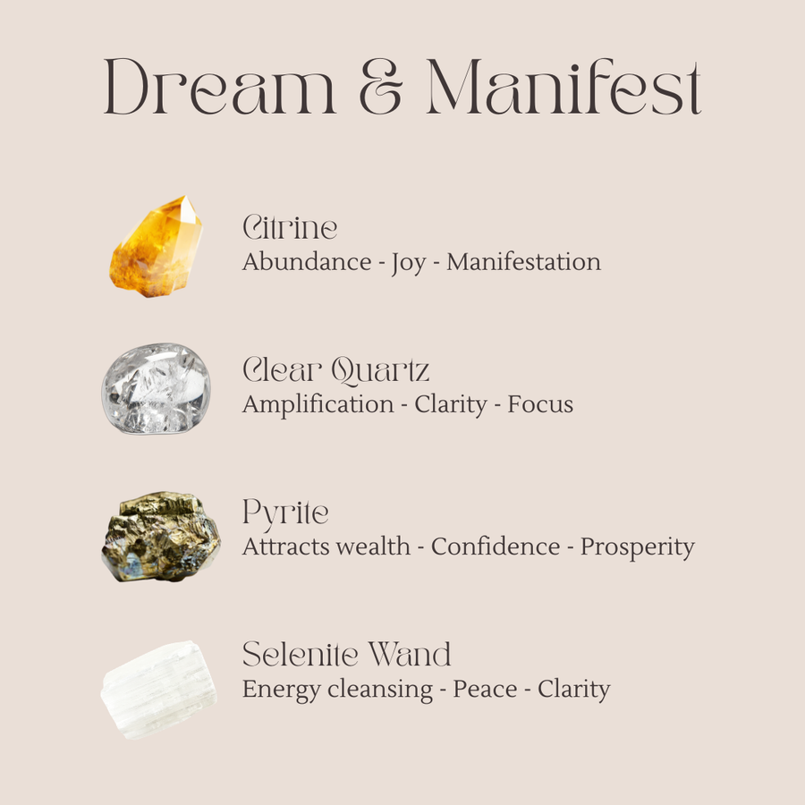 Dream & Manifest - Citrine, Clear Quartz, Pyrite & Selenite